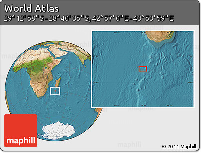Satellite Location Map of the Area around 28° 56' 46" S, 43° 25' 29" E