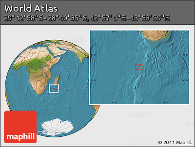 Satellite Location Map of the Area around 28° 56' 46" S, 43° 25' 29" E