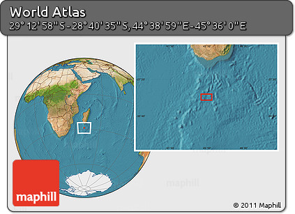 Satellite Location Map of the Area around 28° 56' 46" S, 45° 7' 30" E