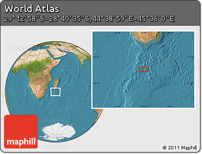 Satellite Location Map of the Area around 28° 56' 46" S, 45° 7' 30" E