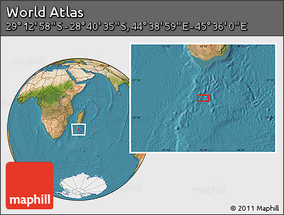 Satellite Location Map of the Area around 28° 56' 46" S, 45° 7' 30" E