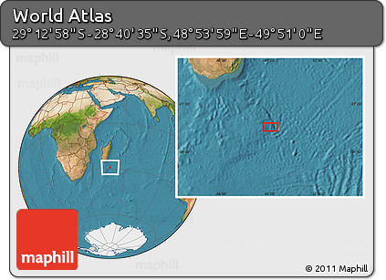 Satellite Location Map of the Area around 28° 56' 46" S, 49° 22' 30" E