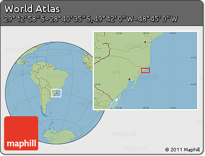 Savanna Style Location Map of the Area around 28° 56' 46" S, 49° 13' 30" W