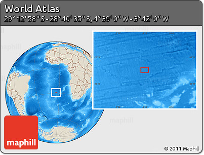Shaded Relief Location Map of the Area around 28° 56' 46" S, 4° 10' 30" W