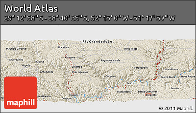 Shaded Relief Panoramic Map of the Area around 28° 56' 46" S, 51° 46' 29" W