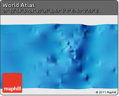 Physical 3D Map of the Area around 28° 56' 46" S, 59° 34' 30" E