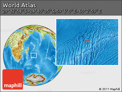Physical Location Map of the Area around 28° 56' 46" S, 59° 34' 30" E