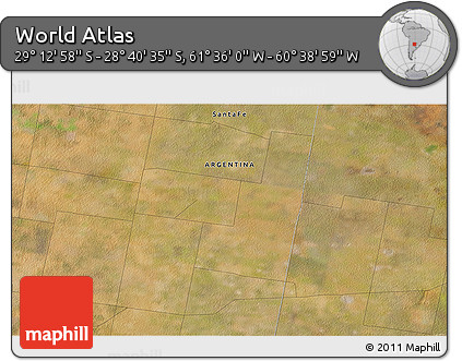 Satellite 3D Map of the Area around 28° 56' 46" S, 61° 7' 30" W