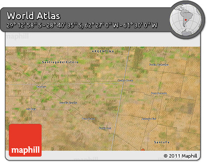 Satellite 3D Map of the Area around 28° 56' 46" S, 61° 58' 30" W
