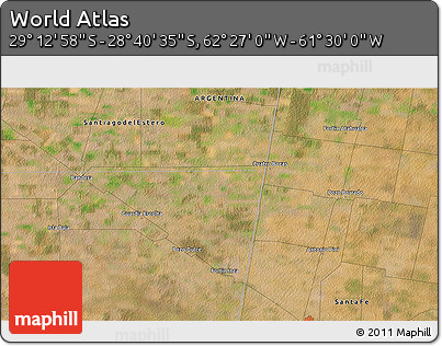 Satellite 3D Map of the Area around 28° 56' 46" S, 61° 58' 30" W