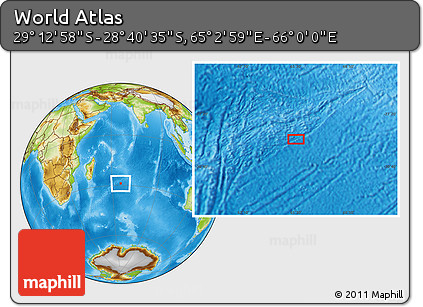 Physical Location Map of the Area around 28° 56' 46" S, 65° 31' 30" E