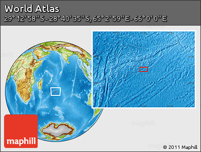 Physical Location Map of the Area around 28° 56' 46" S, 65° 31' 30" E