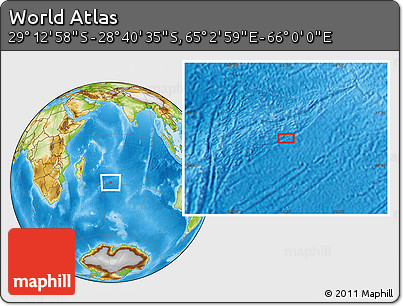 Physical Location Map of the Area around 28° 56' 46" S, 65° 31' 30" E