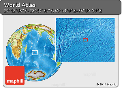 Physical Location Map of the Area around 28° 56' 46" S, 66° 22' 30" E