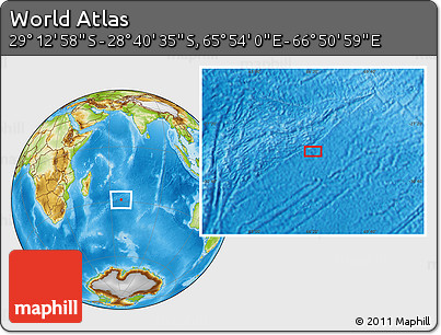 Physical Location Map of the Area around 28° 56' 46" S, 66° 22' 30" E