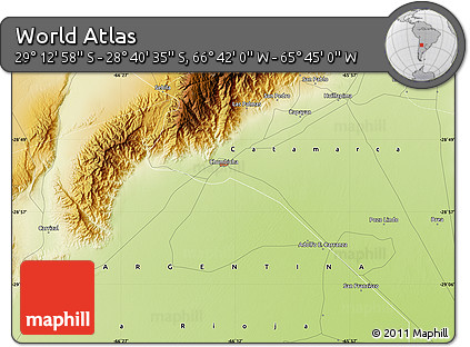 Physical Map of the Area around 28° 56' 46" S, 66° 13' 29" W
