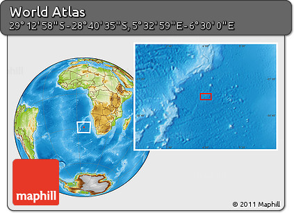 Physical Location Map of the Area around 28° 56' 46" S, 6° 1' 30" E