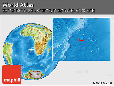 Physical Location Map of the Area around 28° 56' 46" S, 6° 1' 30" E
