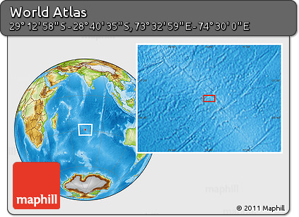 Physical Location Map of the Area around 28° 56' 46" S, 74° 1' 30" E