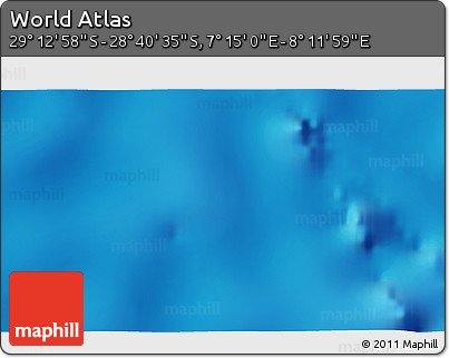 Physical 3D Map of the Area around 28° 56' 46" S, 7° 43' 29" E
