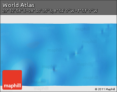 Physical 3D Map of the Area around 28° 56' 46" S, 8° 25' 30" W
