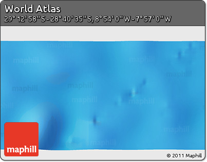 Physical 3D Map of the Area around 28° 56' 46" S, 8° 25' 30" W