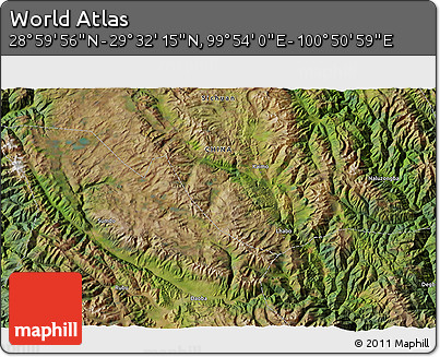 Satellite 3D Map of the Area around 29° 16' 6" N, 100° 22' 30" E