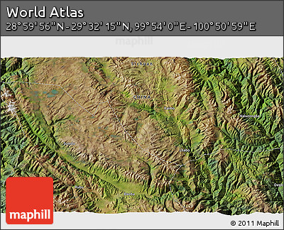Satellite 3D Map of the Area around 29° 16' 6" N, 100° 22' 30" E