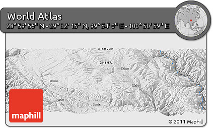 Physical Panoramic Map of the Area around 29° 16' 6" N, 100° 22' 30" E
