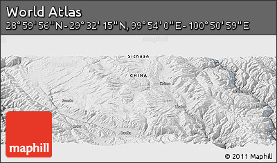 Physical Panoramic Map of the Area around 29° 16' 6" N, 100° 22' 30" E