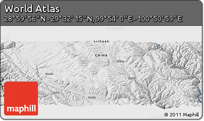 Physical Panoramic Map of the Area around 29° 16' 6" N, 100° 22' 30" E