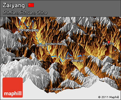 Physical Panoramic Map of Zaiyang