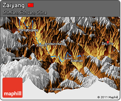 Physical Panoramic Map of Zaiyang
