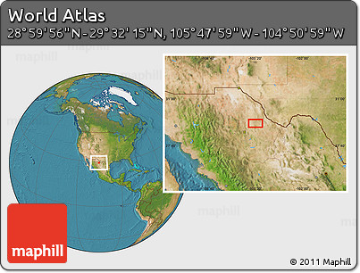 Satellite Location Map of the Area around 29° 16' 6" N, 105° 19' 29" W