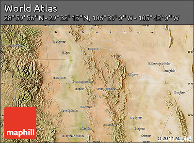 Satellite Map of the Area around 29° 16' 6" N, 106° 10' 30" W