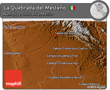 Physical 3D Map of La Quebrada Del Mesteño