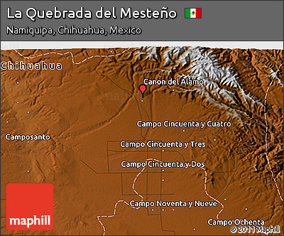 Physical 3D Map of La Quebrada Del Mesteño
