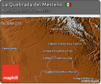 Physical 3D Map of La Quebrada Del Mesteño