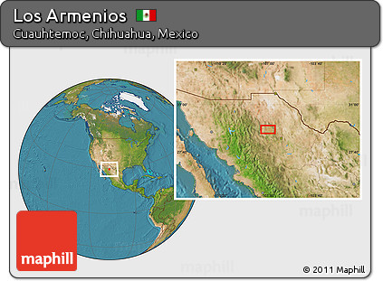 Satellite Location Map of Los Armenios