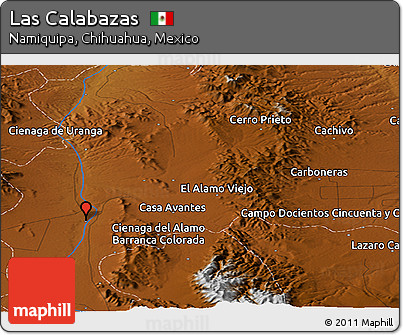 Physical Panoramic Map of Las Calabazas