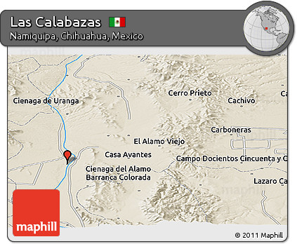 Shaded Relief Panoramic Map of Las Calabazas