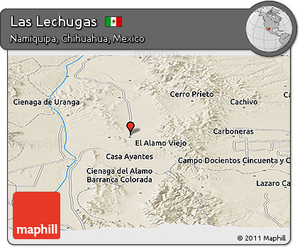 Shaded Relief Panoramic Map of Las Lechugas