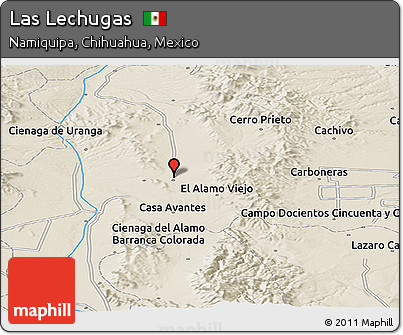 Shaded Relief Panoramic Map of Las Lechugas