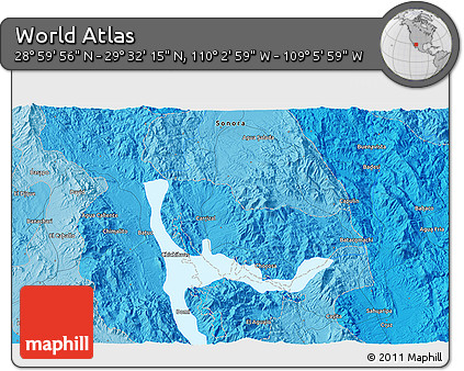Political 3D Map of the Area around 29° 16' 6" N, 109° 34' 29" W