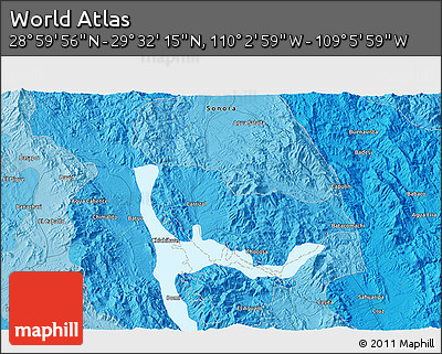 Political 3D Map of the Area around 29° 16' 6" N, 109° 34' 29" W