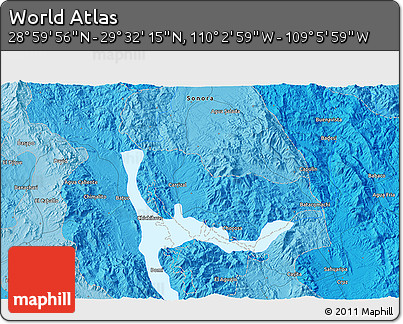 Political 3D Map of the Area around 29° 16' 6" N, 109° 34' 29" W