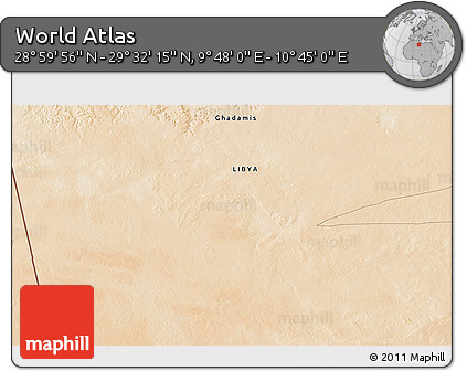 Satellite 3D Map of the Area around 29° 16' 6" N, 10° 16' 30" E