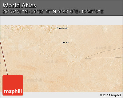 Satellite 3D Map of the Area around 29° 16' 6" N, 10° 16' 30" E