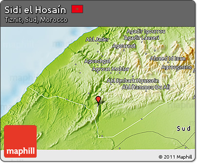 Physical 3D Map of Sidi El Hosaín