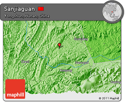 Political 3D Map of Sanjiaguan